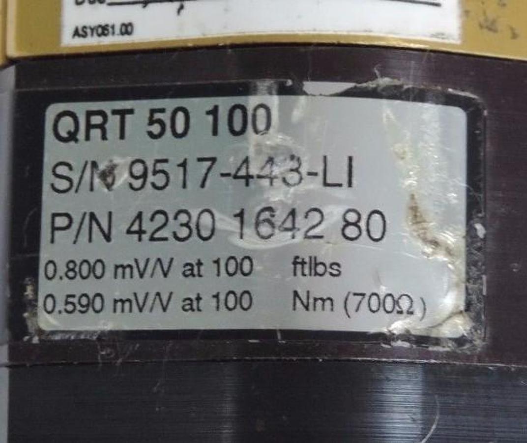 Used ATLAS COPCO QRT-50-100 NUT RUNNER W/ QMR-55-15-RT AND 42330-1705-80 SERVO MOTOR