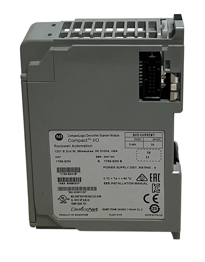 Used ALLEN BRADLEY 1769-SDN /B CompactLogix DeviceNet SCANNER MODULE F/W 4.4 USNP