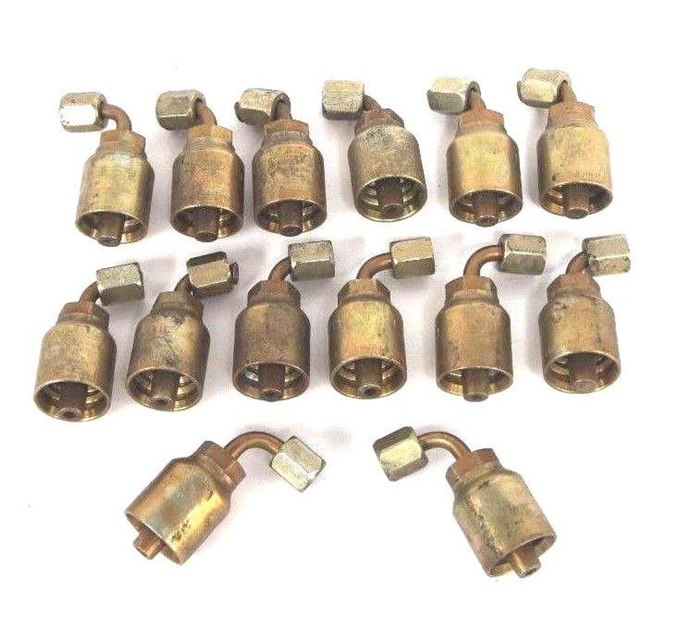 LOT OF 14 NEW PARKER 13943-4-6 PARKRIMP PERMANENT ELBOWS FEMALE JIC X 1/4"