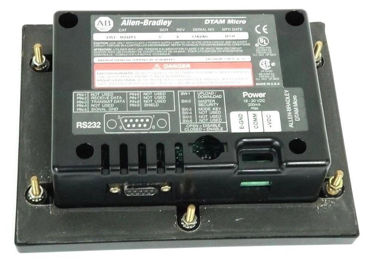 Used ALLEN BRADLEY 2707-M232P3 DTAM MICRO OPERATOR INTERFACE SER. D, REV. A MFG: MT7F