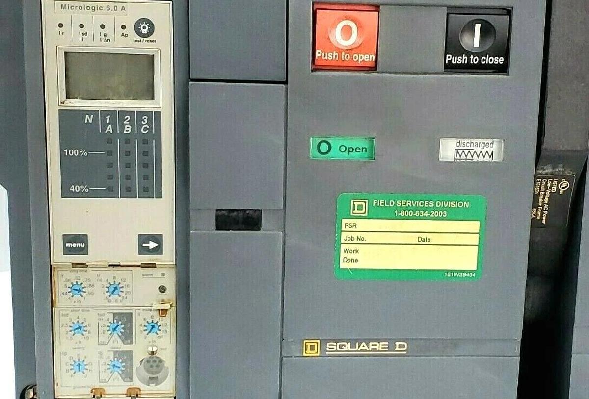 Used SQUARE D NW16H2 1600A MASTERPACT CIRCUIT BREAKER WA5EER44A3S WA5EER44A3SXXXXXXX