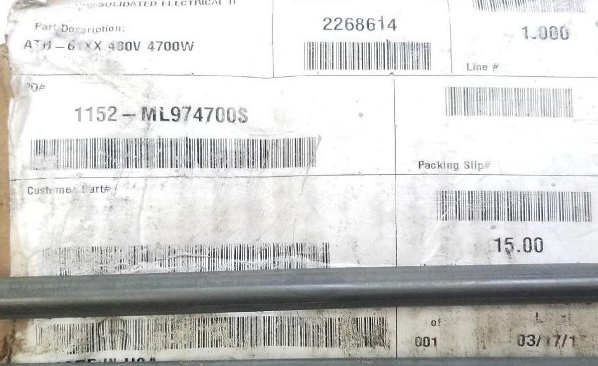 Used BOX OF 15 CHROMALOX 393-074987-751 ATU HEATING ELEMENTS 480V 4700W ATU-61XX NEW