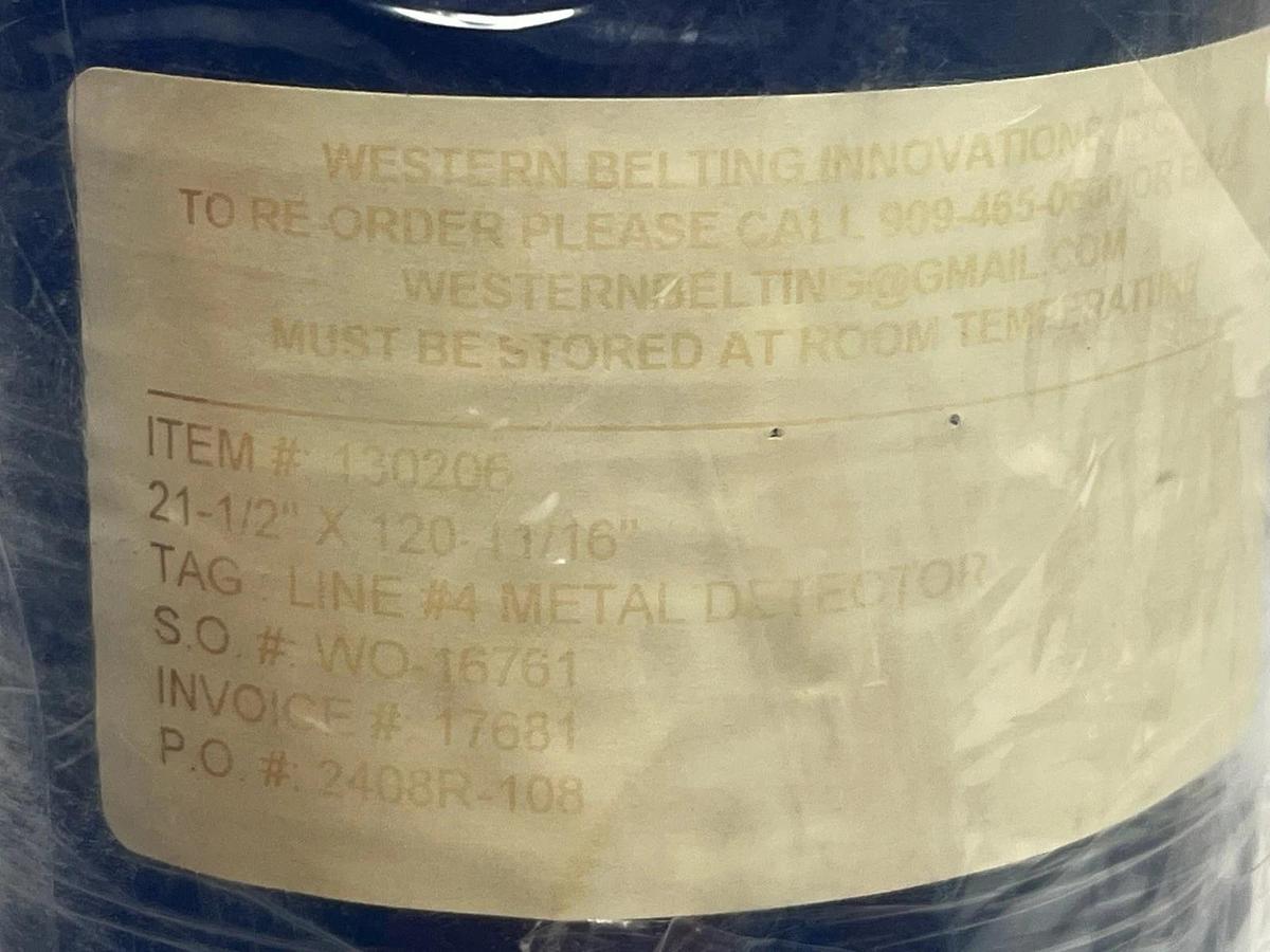 Western Belting Innovations 130206 Blue PU Conveyor Belt 21-1/2" x 120-11/16"