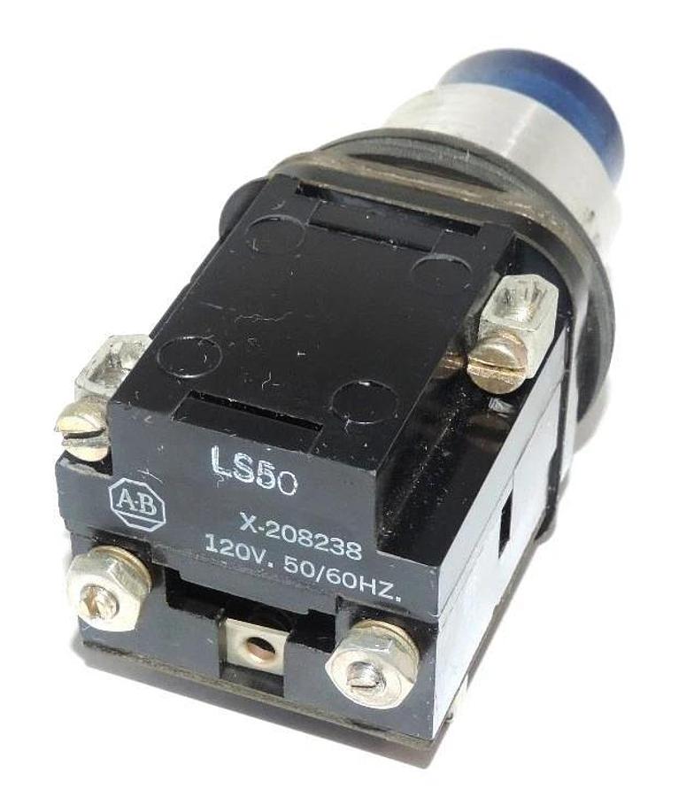 Used ALLEN BRADLEY 800T-PT16 PUSH BUTTON 600 VAC MAX WITH X-208238, 120 V, 50/60 HZ