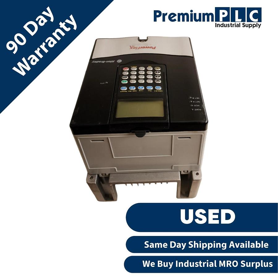 Used ALLEN BRADLEY 20AD8P0A3AYNANC0 /A POWERFLEX 70 AC DRIVE 8A 5HP 480V FRN. 5.001