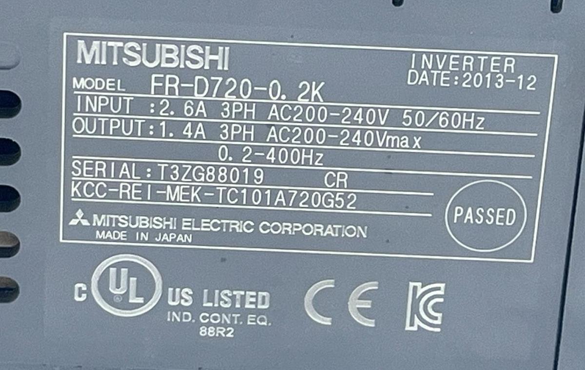 Used Mitsubishi FR-D720-0.2K Freqrol D700 Inverter 0.2kW 3-Phase 200V VFD