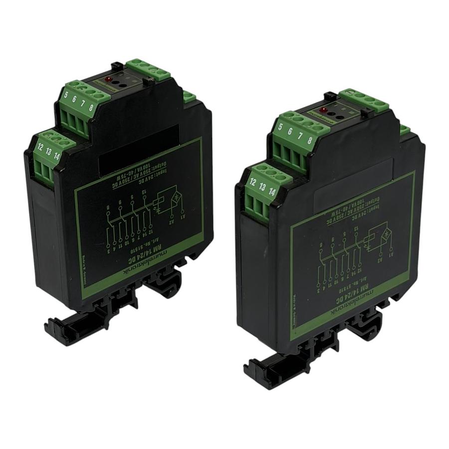 Used Lot of 2 Murrelektronik RM 14/24 DC 51510 DIN Rail Relay Modules New Surplus