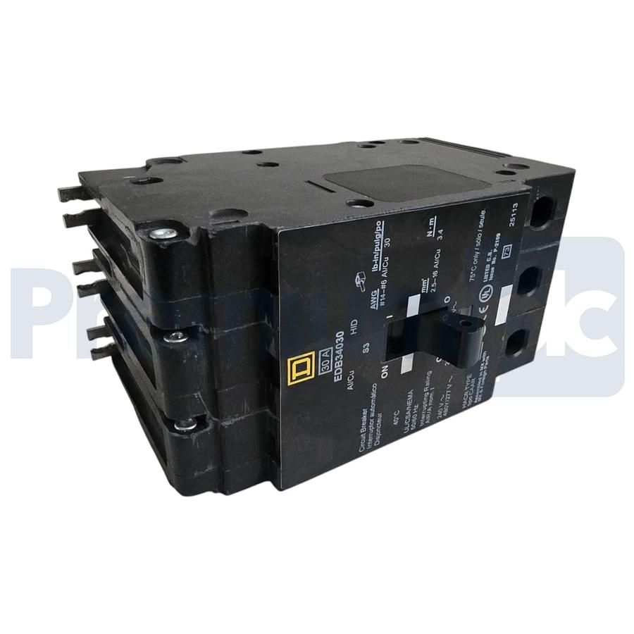 Used Square D EDB34030 30A 3P 480Y/277V E-Frame Mini Circuit Breaker Bolt-On NSNP