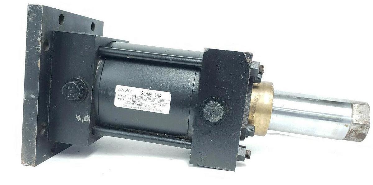Used LIN-ACT 04.00 KJBLAAU49A49A 3.000 SERIES LAA PNEUMATIC CYLINDER, 4" X 3", 250PSI