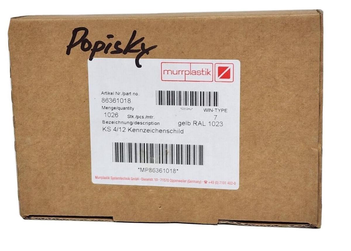 Used NIB MURRPLASTIK 86361018 (PRICE/PK OF 1026) KS 4/12 LABEL - YELLOW