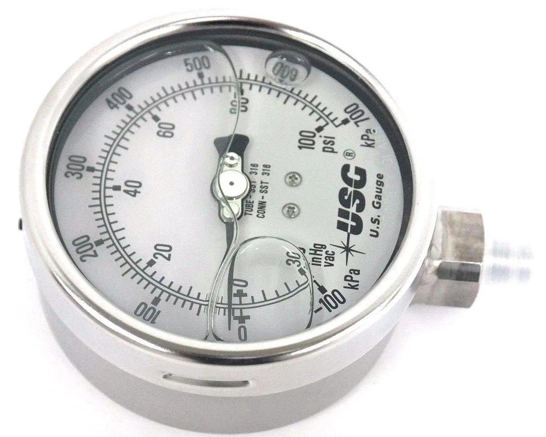 Used NIB AMETEK SPEC. NO. 356189LG GAUGE FIG. NO. C656LG, CONN. 1/4 LM, SIZE: 100MM