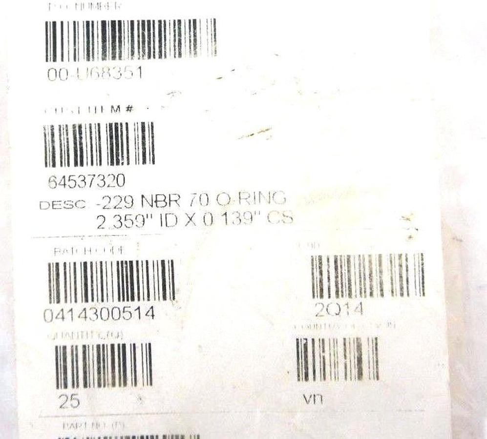 Used LOT OF 15 NEW GENERIC 229 NBR 70 O RINGS 2.359" ID X 0.139" CS P/N: N70229