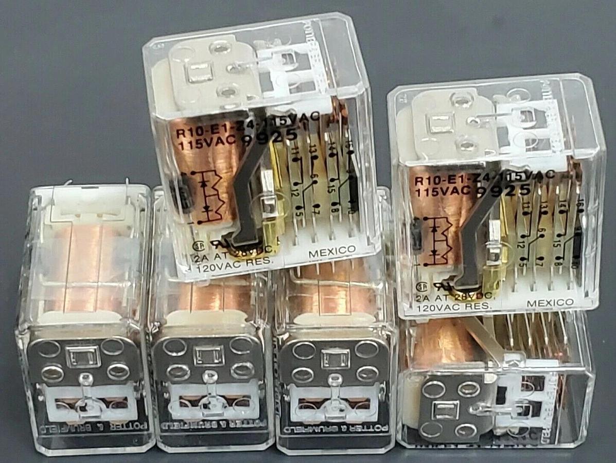 Used LOT OF 6 POTTER & BRUMFIELD R10-E1-Z4-115VAC RELAYS R10-E1-Z4 115VAC