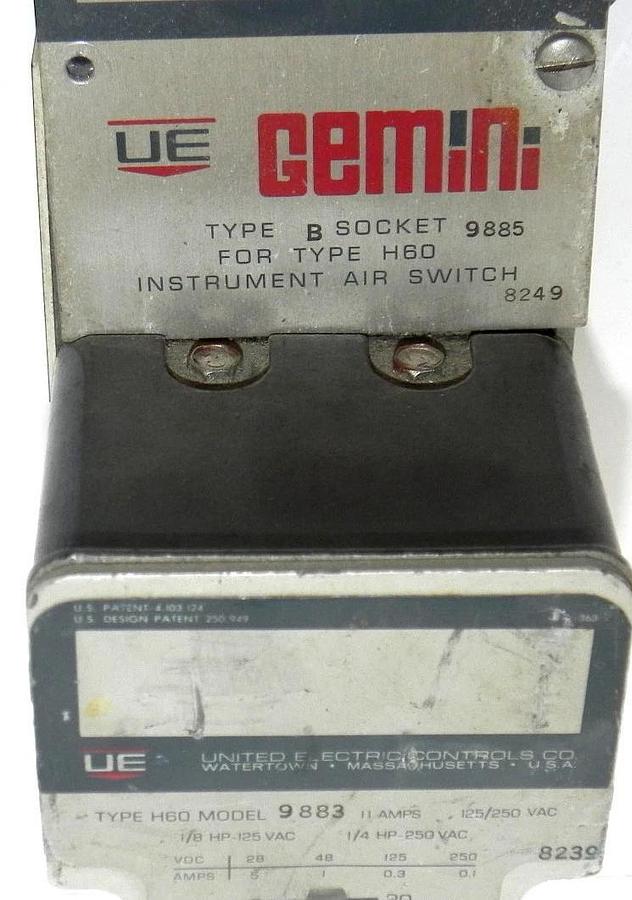 Used UNITED ELECTRIC TYPE H60 MODEL 9883, INCLUDES AIR PRESSURE SWITCH H60 MODEL 9885