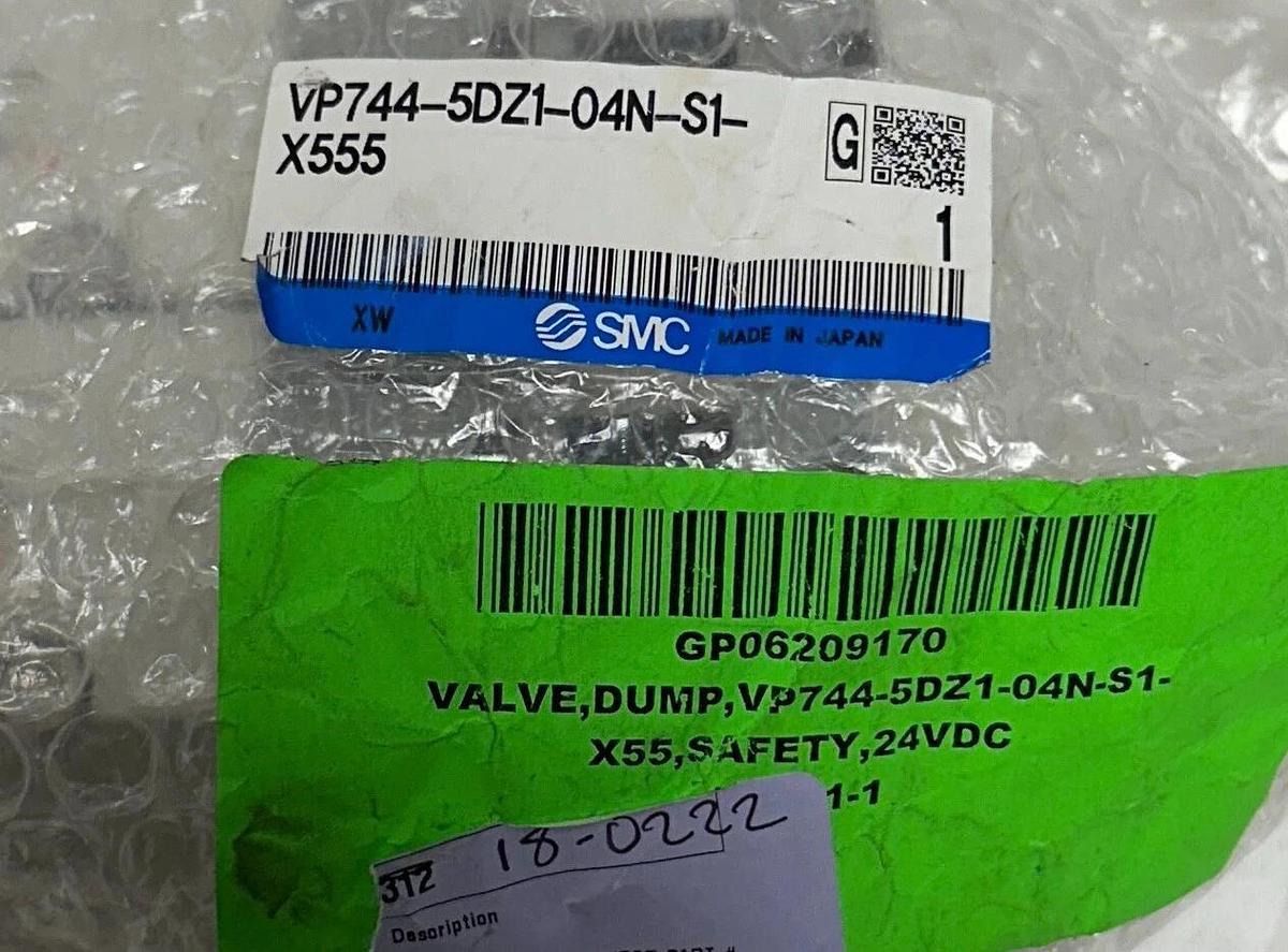 SMC VP744-5DZ1-04N-S1-X555 / VP7445DZ104NS1X555 SAFETY SOLENOID VALVE 24VDC NSMP