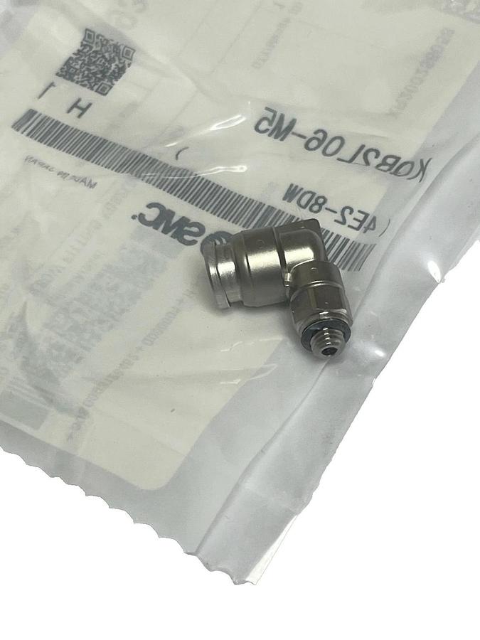 Used Lot of 4 SMC KQB2L06-M5 Brass Male Elbow Fitting 6mm x M5 - New Factory Sealed