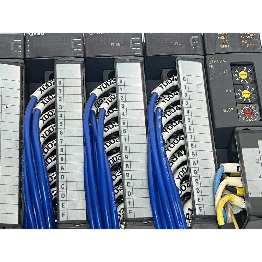 Used Mitsubishi Q-Series PLC Rack Q38B Q02CPU Q63P (3)QX80 (2)QY80 QJ61BT11N