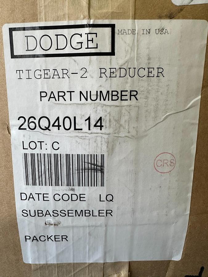 Used NEW BALDOR DODGE 26Q40L14 TIGEAR-2 GEAR REDUCER 40:1 RATIO 1.55HP 1750RPM