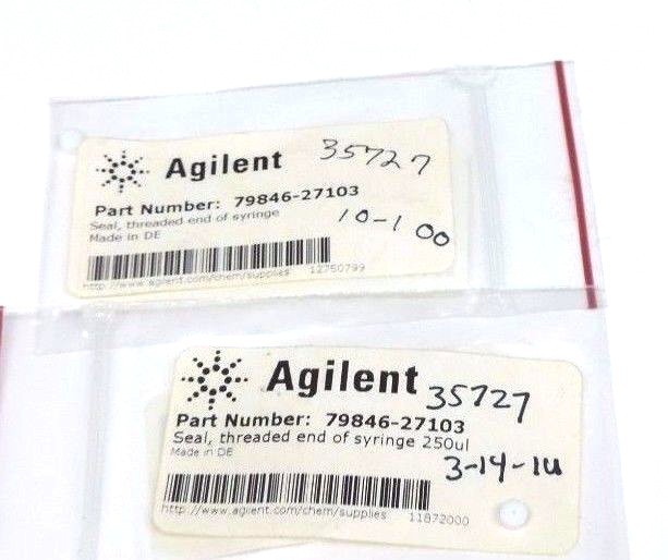 (2) NEW AGILENT TECHNOLOGIES 79846-27103 SEALS, THREADED END OF SYRINGE 250uL