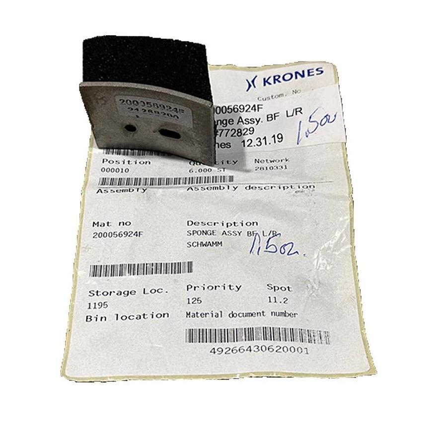 Used NEW KRONES 200056924F SPONGE ASSEMBLY BF L/R 21268290