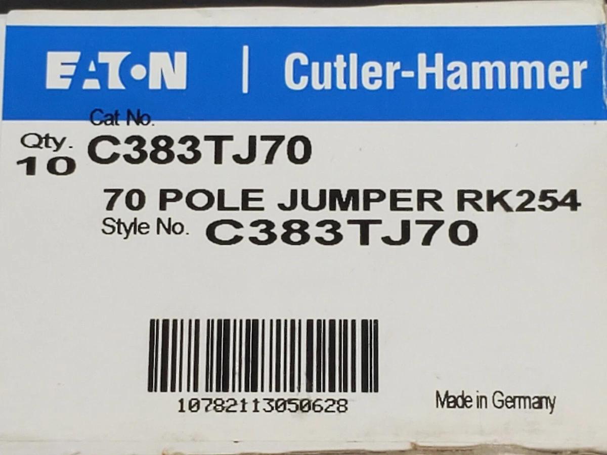 Used NIB EATON CUTLER-HAMMER C383TJ70 70 POLE JUMPER RK254 (QTY:10)