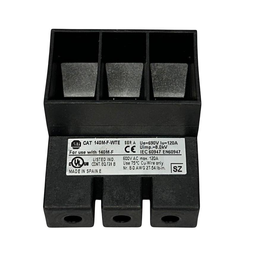 Used 6 ALLEN BRADLEY 140M-F-WTE /A COMPACT TERMINAL BLOCKS TOP-FEED 600VAC USNP