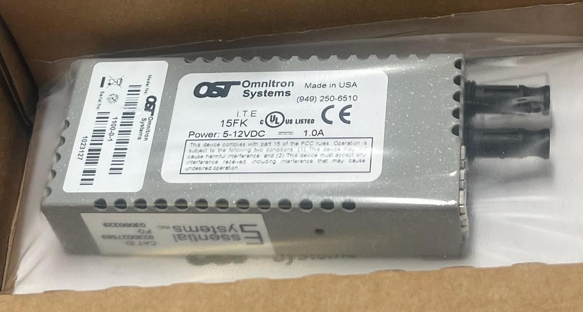Used Omnitron 1100-0-1 miConverter 10/100 Ethernet Fiber Media Converter | ST MM 5km