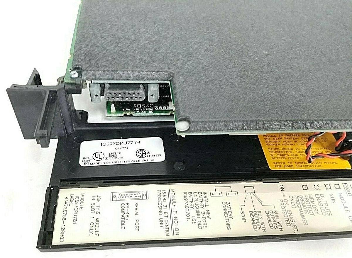 Used GE FANUC IC697CPU771R CPU MODULE W/ IC697MEM713B 64KB CMOS MEM. CARD IC697CPU771
