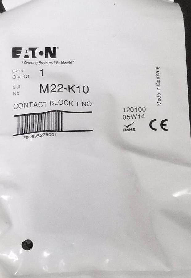 Used LOT OF 5 NEW EATON CUTLER-HAMMER M22-K10 CONTACT BLOCK 1 NO, M2210