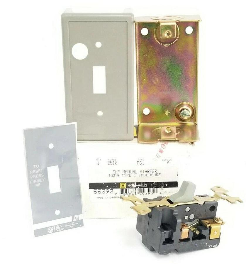 Used NIB SQUARE D 2510-FG1 SER. A, FHP MANUAL STARTER TYPE 1 ENCLOSURE