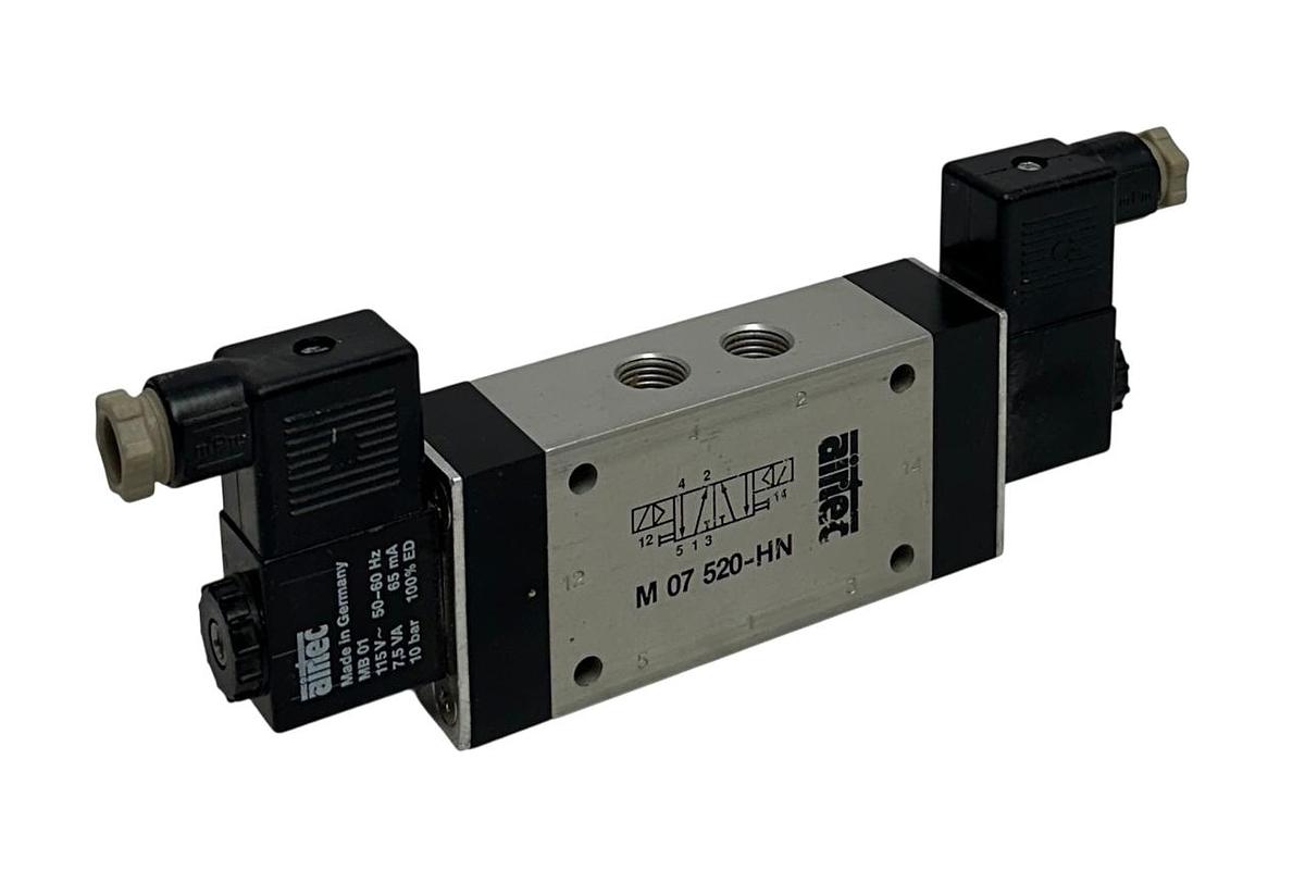 Used AIRTEC M 07 520-HN / M07520HN SERIES M-07 VALVE 5/2-WAY DOUBLE SOLENOIDS USNP