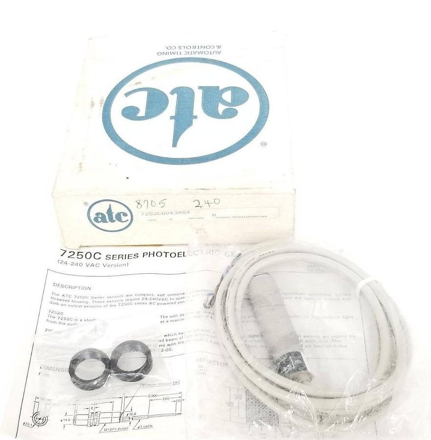 Used NIB ATC 7252CD0X3ASX PHOTOELECTRIC SENSOR CORDSET 7252CDOX3ASX