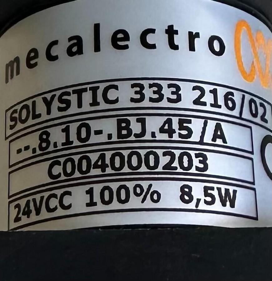 Used NEW MECALECTRO SOLYSTIC 333 216/02 SOLENOID --.8.10-.BJ.45/A C004000203 24VCC