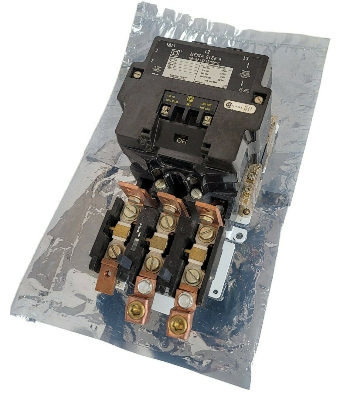 Used USED SQUARE D 8536-SF01S SER. A NEMA SIZE 4 CONTACTOR W/ 120V COIL 31091-400-38