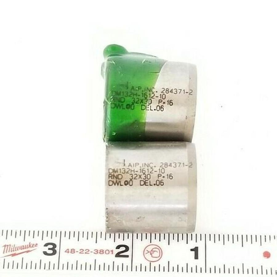 Used LOT OF 2 NEW AIP. INC. DM132H-1612-10 KEYED BUSHINGS, RND 32X30 P=16, 284371-2