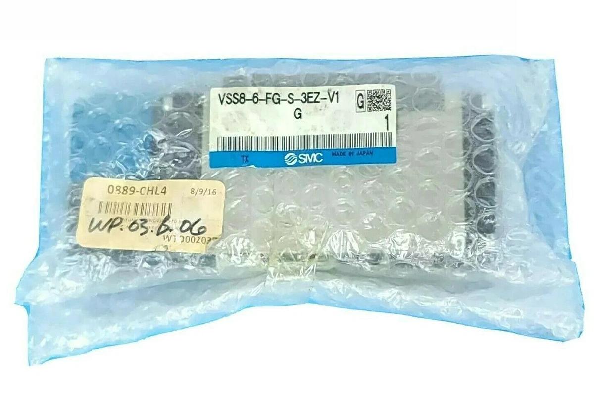 Used NEW SMC VSS8-6-FG-S-3EZ-V1 SOLENOID VALVE 24 VDC 0.075 AMP 1.8 W