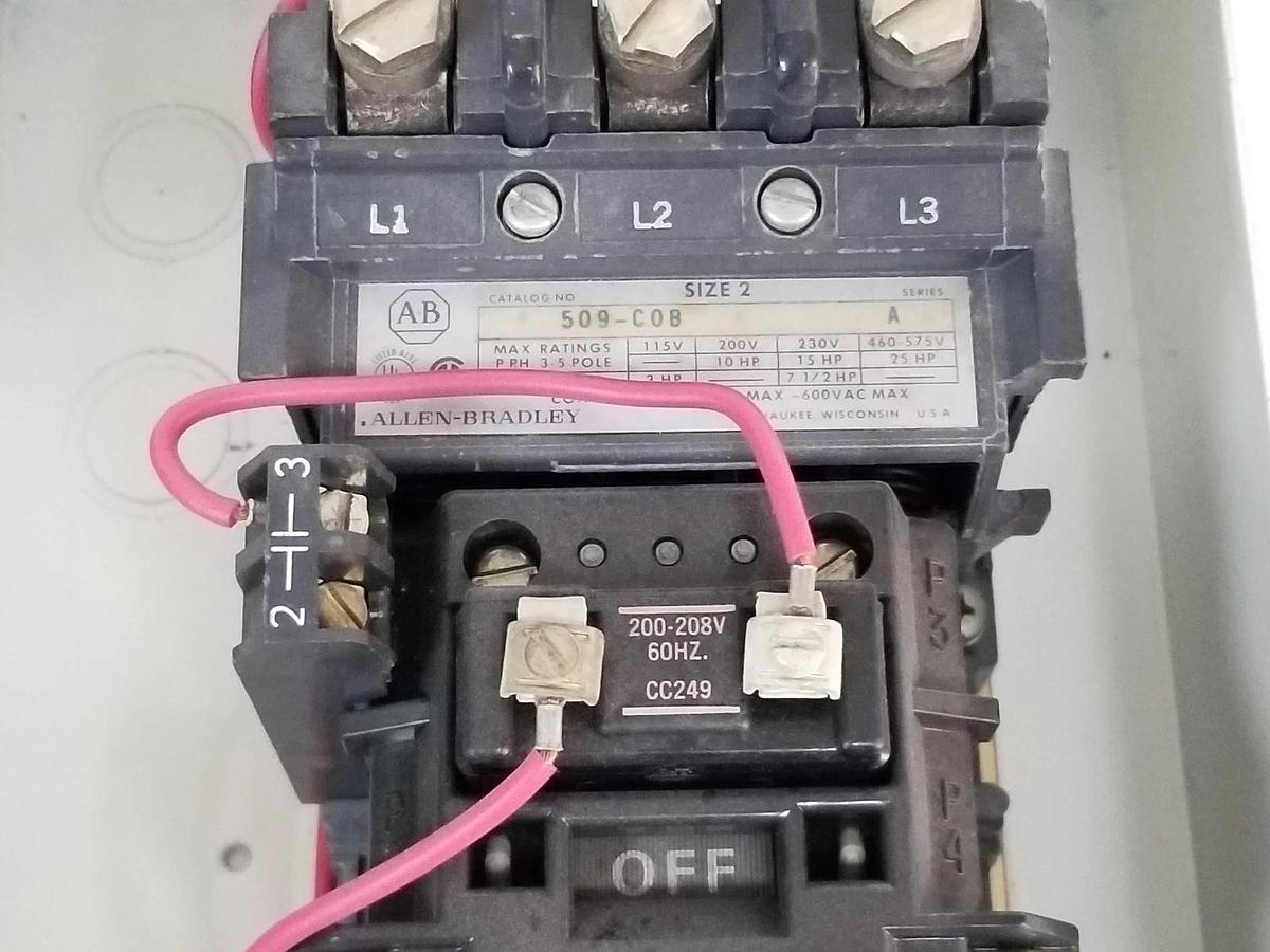 Used ALLEN BRADLEY 509-CAB MAGNETIC MOTOR CONTROLLER 509-COB, 200-208V, 60HZ, CC249
