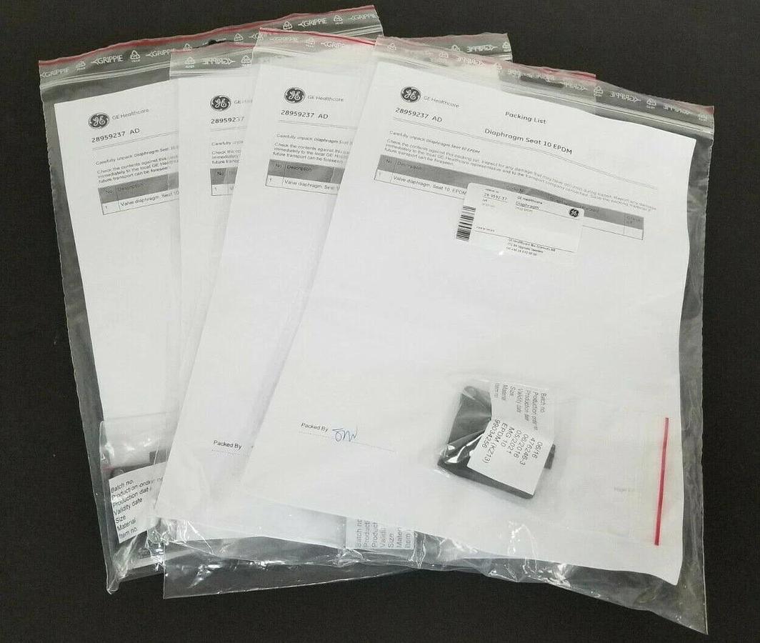 Used LOT OF 4 NEW GE HEALTHCARE 28-9592-37 VALVE DIAPHRAGMS DN10 EPDM 28959237 AD