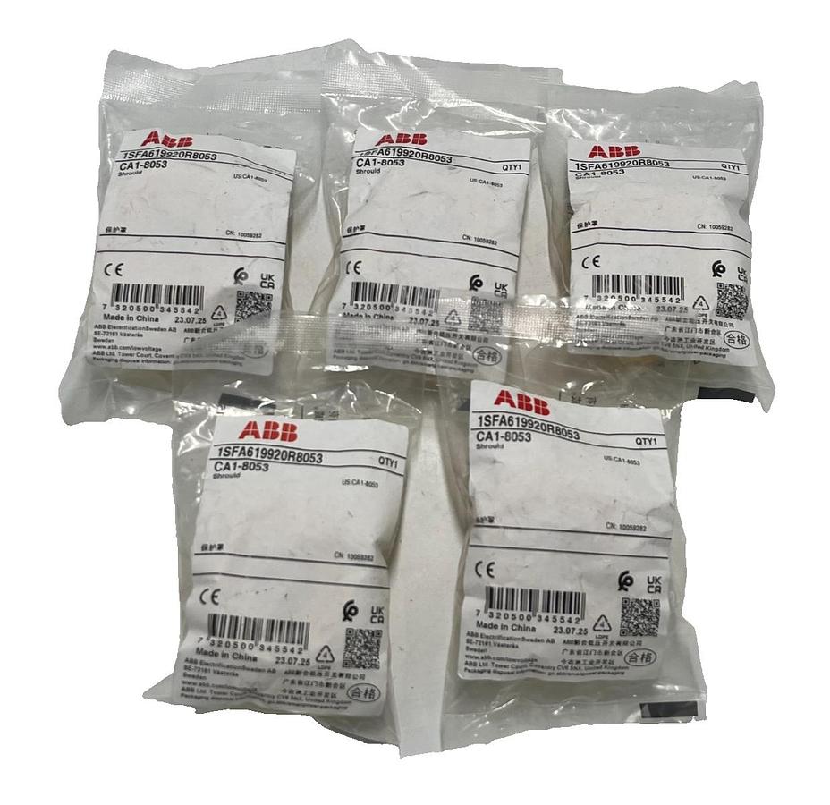 Used LOT OF 5 ABB 1SFA619920R8053 CA1‑8053 YELLOW SHROUD FOR EMERGENCY STOP BUTTON