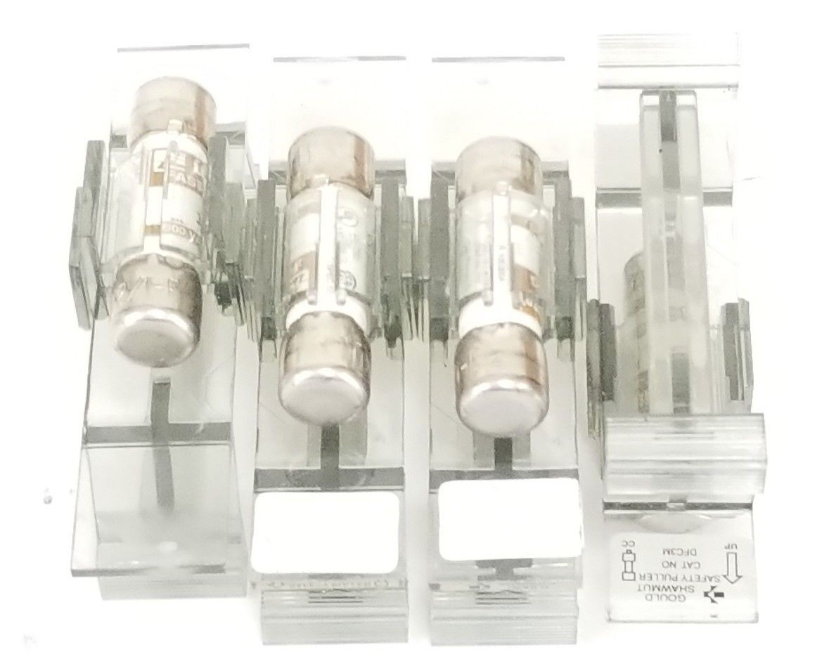 Used LOT OF 4 GOULD SHAWMUT DFC3M SAFETY PULLERS W/ LITTLEFUSE KLK-3-1/2 FUSES