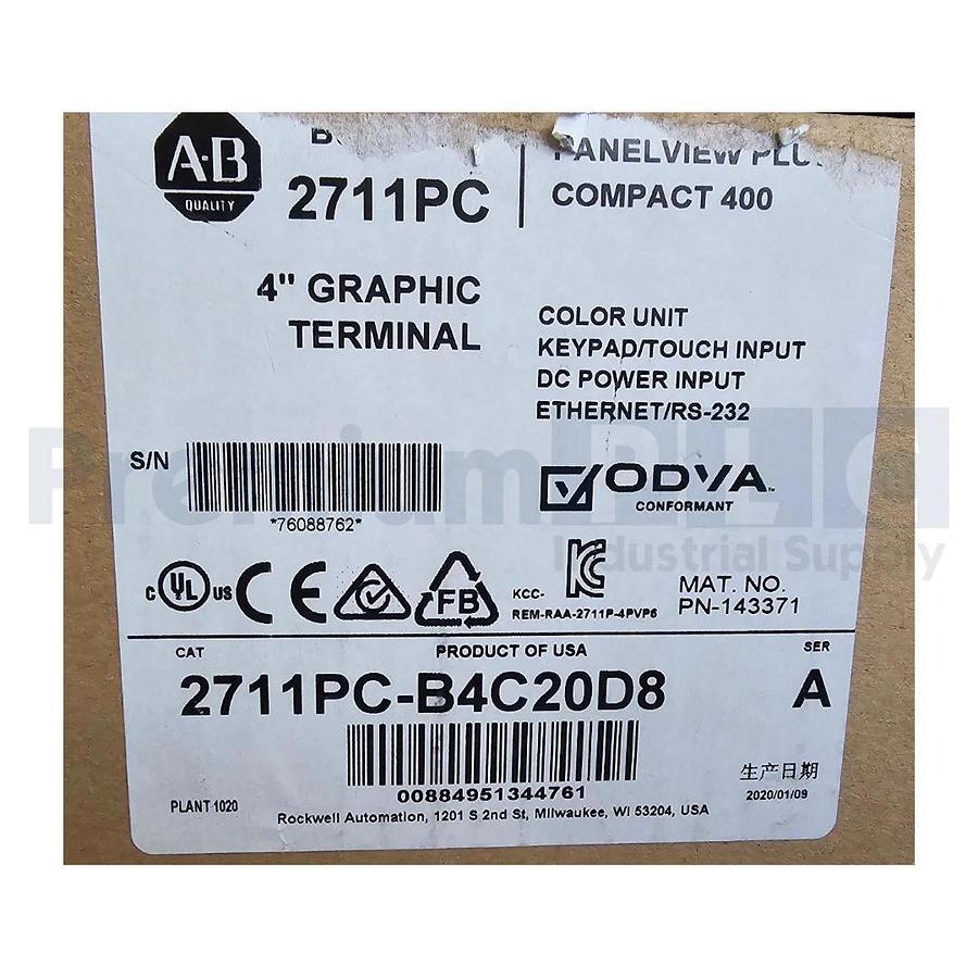 ALLEN BRADLEY 2711PC-B4C20D8 /A PANAELVIEW PLUS 6 400 GRAPHIC TERMINAL 4" NSMP 884951344761