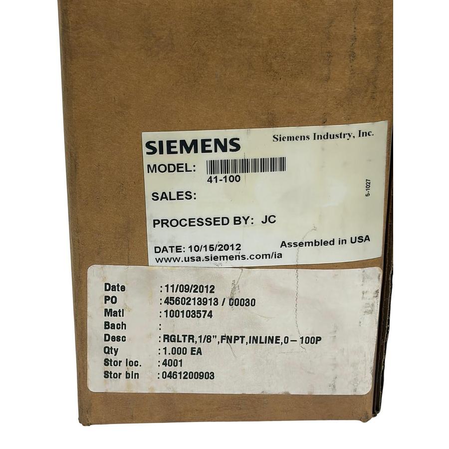 Used Siemens Model 41 Nullmatic Pressure Regulator 41-100 1/8" FNPT 0-100 PSI New