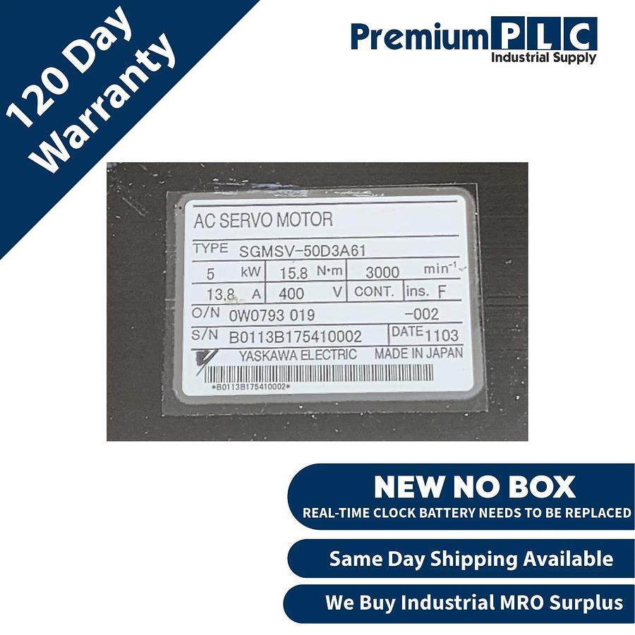NEW YASAKAWA ELECTRIC SGMSV-50D3A61 AC SERVO MOTOR 5kW W/ENCODER UTTAH-B20FL