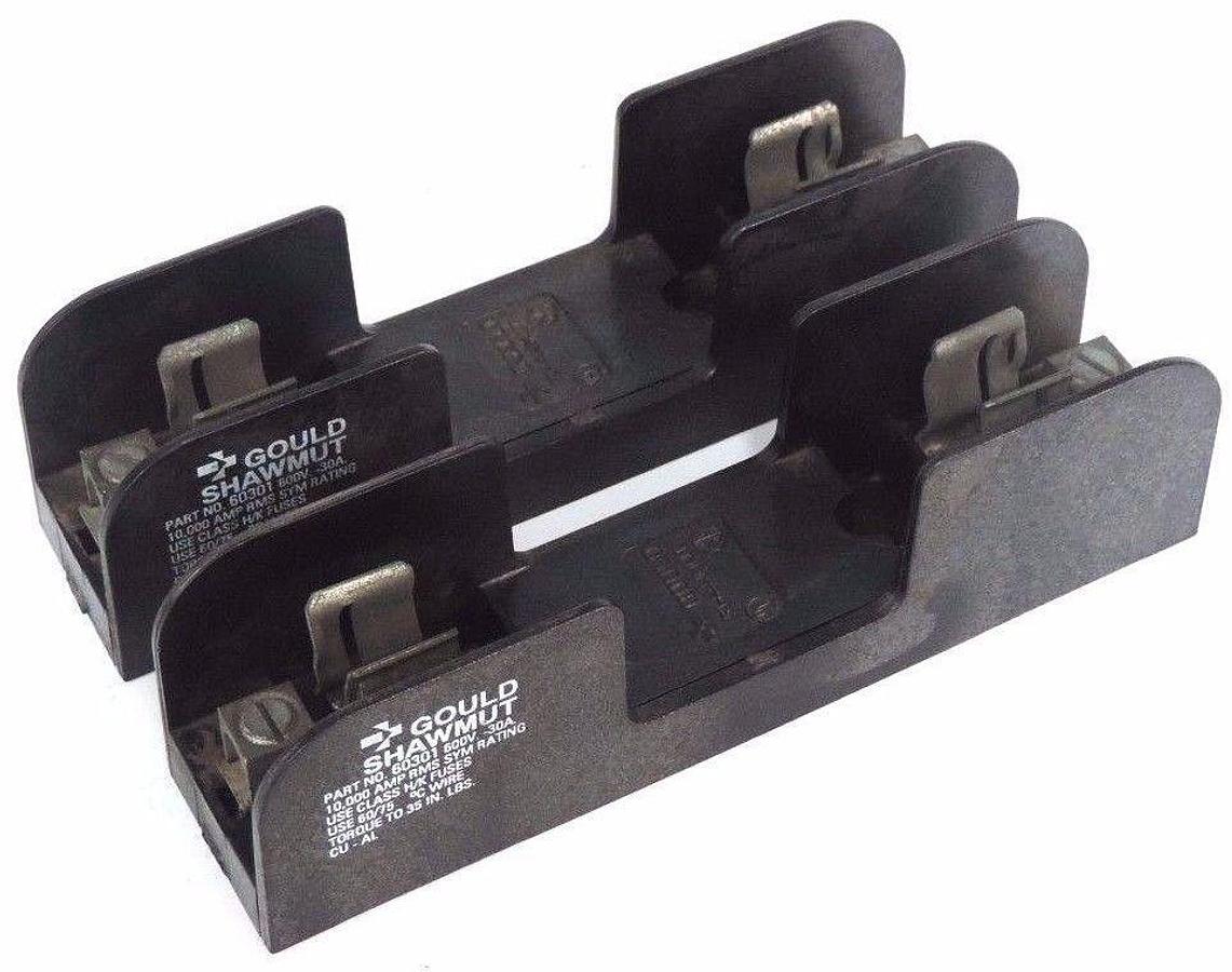 Used LOT OF 2 GOULD SHAWMUT 60301 FUSE HOLDERS 600V 30A H/K FUSES