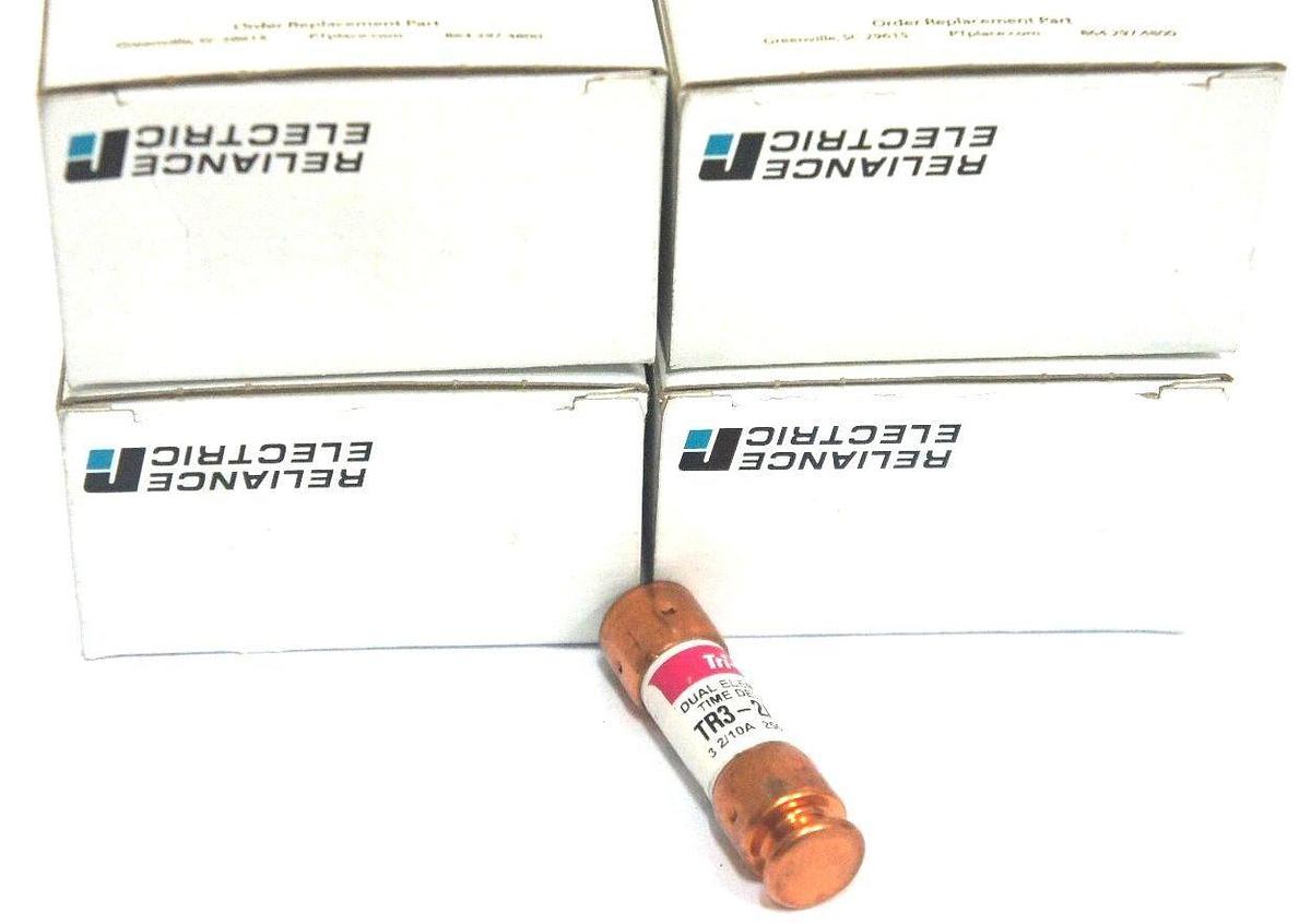 Used LOT OF 4 NEW TRIONIC TR3-2/10R DUAL ELEMENT TIME DELAY FUSES 250VAC, TR3210R