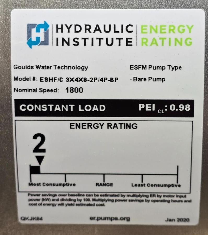 Used GOULDS WATER XYLEM 03SH08J05T4F2 e-SH CENTRIFUGAL PUMP 316-SS 3x4x8 5HP NSNP