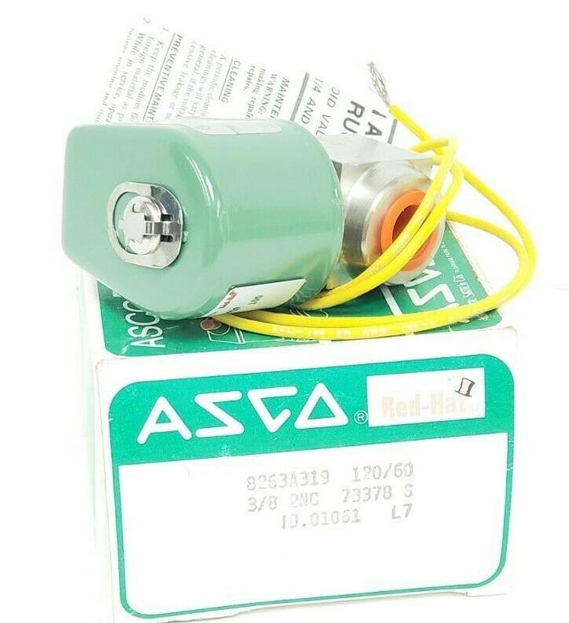 Used NIB ASCO 8263A319 SOLENOID VALVE PIPE: 3/8'' WATTS: 11 VOLTZ/HZ: 110/50 120/60