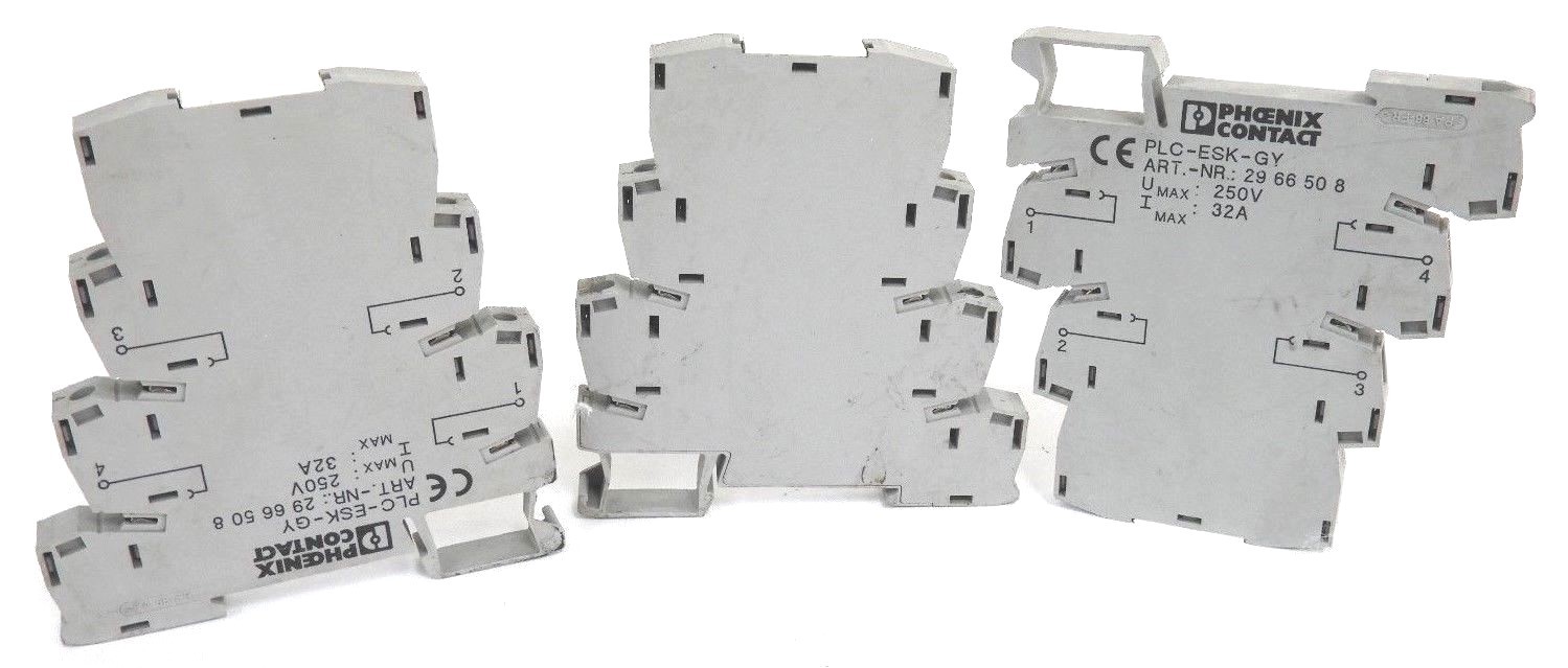 Used LOT OF 3 PHOENIX CONTACT PLC-ESK-GY TERMINAL BLOCKS ART. NR. 2966508 25V, 32A