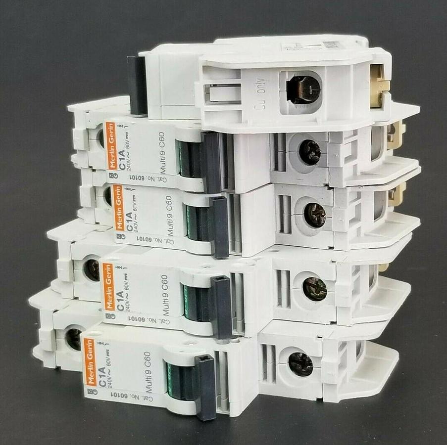 Used LOT OF 5 MERLIN GERIN CAT. NO. 60101 MULTI9 C60 CIRCUIT BREAKERS C1A 240V-60V
