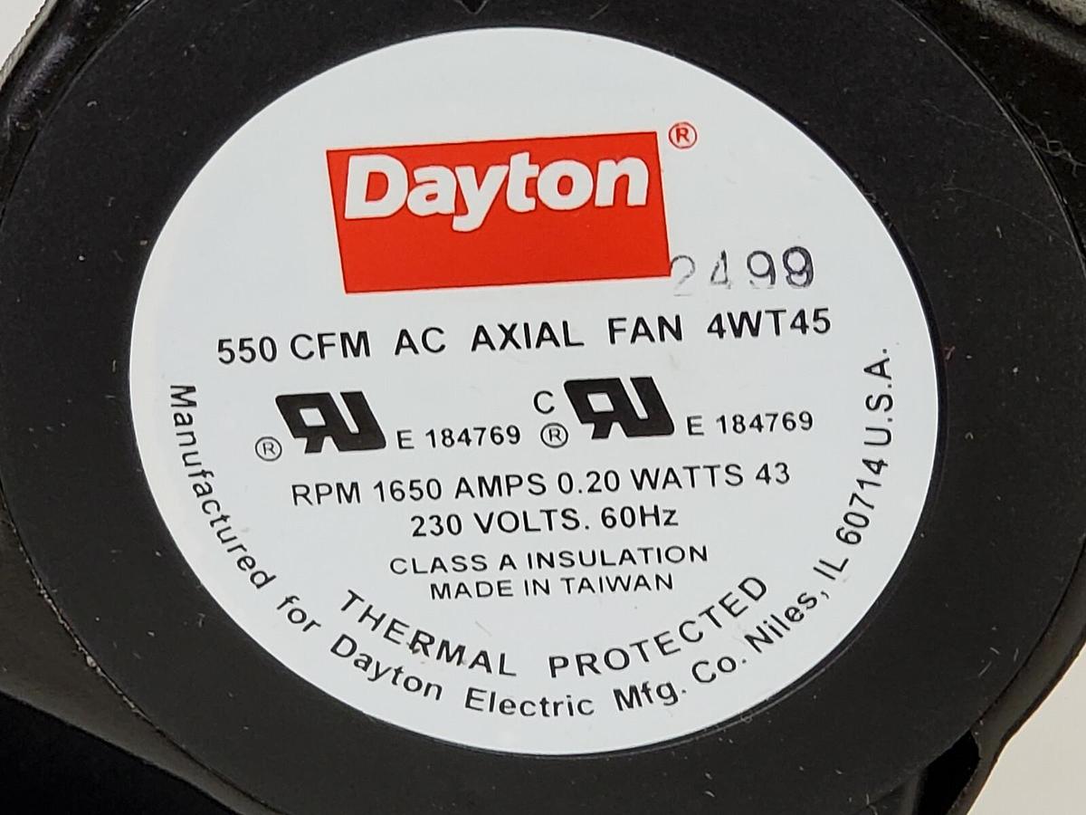 Used DAYTON 4WT45 550 CFM AC AXIAL FAN RPM 1650 AMPS 0.20 WATTS 43